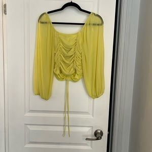 New! Fashion Nova  - Your eyes on Me, off shoulder crop top yellow top